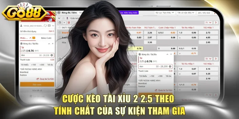 Cược kèo tài xỉu 2 2.5 theo tính chất của sự kiện tham gia