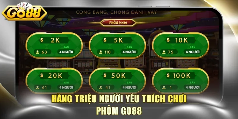 Hàng triệu người yêu thích chơi Phỏm Go88