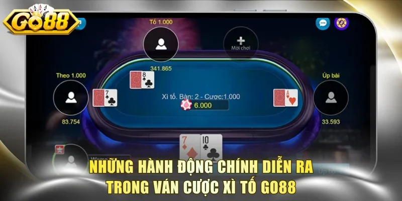 Những hành động chính diễn ra trong ván cược xì tố Go88